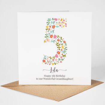 Floral Fun Personalised 5th Birthday Card, 4 of 5