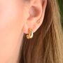 Gold Misshapen Huggie Hoop Earrings, thumbnail 2 of 9