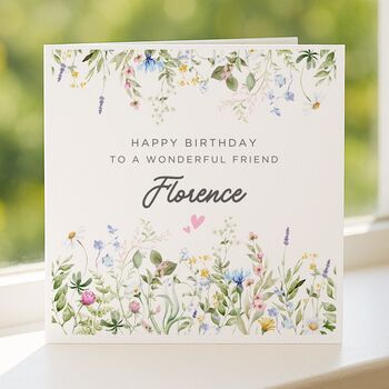 Wildflower Birthday Card Personalised For Friend, 2 of 7