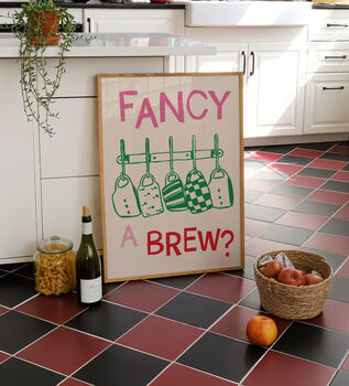 Fancy A Brew Kitchen Print, 3 of 4