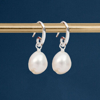 Sterling Silver White Freshwater Pearl Drop Earrings, 3 of 8