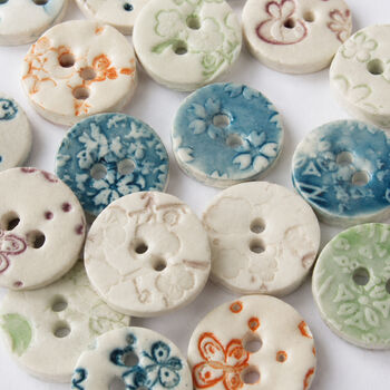 Five Porcelain Round Buttons, 5 of 5