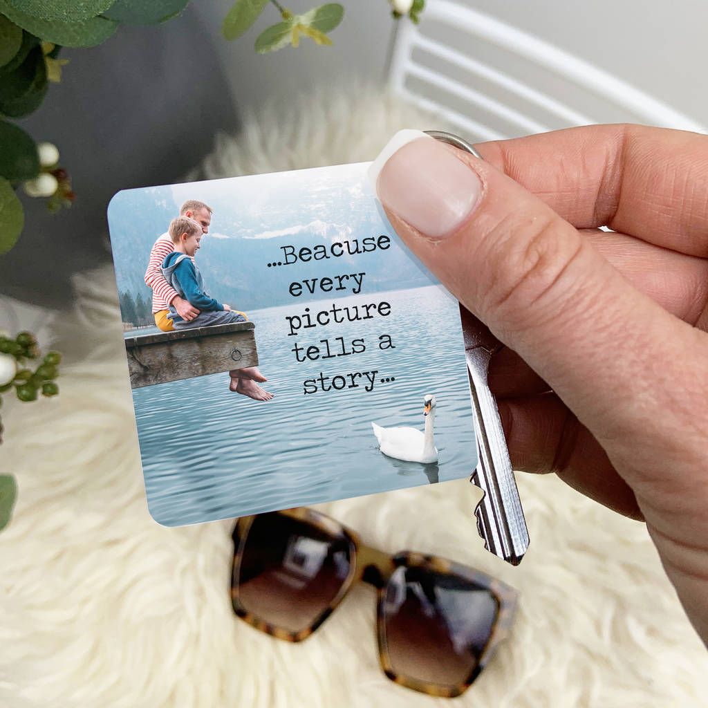Image of Personalised 'Square Photo With Text' Keyring