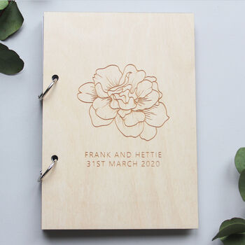 Personalised Wooden Floral Wedding Guest Book, 2 of 5