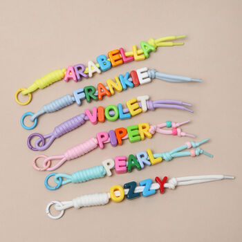 Personalised Beaded Name Bag Charm With Chunky Rope, 6 of 7
