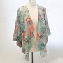 Duck Egg And Coral Floral Georgette Kimono Wrap, thumbnail 1 of 3