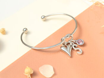 Personalised Heart Initial Silver Bracelet Friendship Knot, 7 of 11