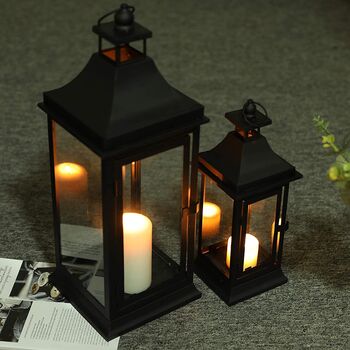 Set Of Two Black Outdoor Candle Lantern, 4 of 6