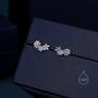 Tiny Forget Me Not Flower Bouquet Cz Stud Earrings, thumbnail 1 of 11