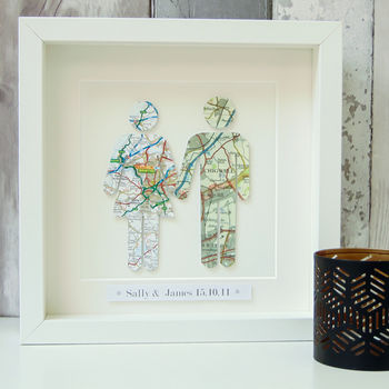 Personalised Couple Map Picture / Wedding Gift, 7 of 12