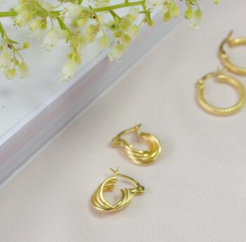 Adina Twist Earrings In Gold Plated Silver Or Silver, 2 of 6