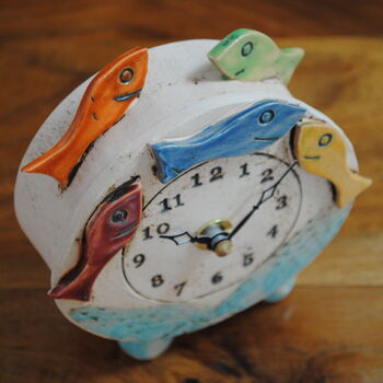 Bright Coloured Fish Shoal Mantel Clock Personalised, 4 of 7