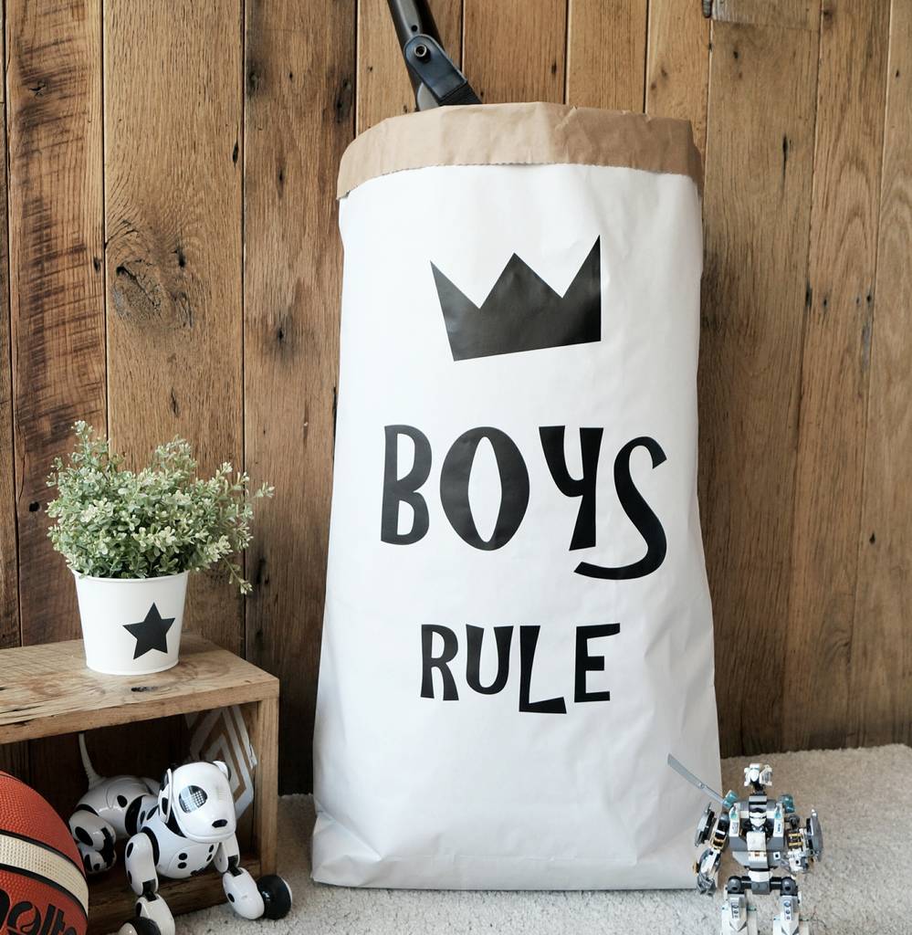 'Boys Rule' Paper Storage Bag, 1 of 2