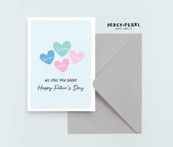 Personalised Three Hearts Father's Day Card, 3 of 5