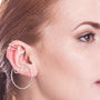Statement Silver Double Hoop Ear Cuff Stud Earrings, thumbnail 3 of 6