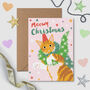 Monty And Rooster Meowy Christmas Card, thumbnail 1 of 2