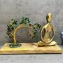 Zen Yoga Pose Sculpture With Tree Of Life Statue Gift Padmasana Lotus Pose, thumbnail 1 of 8