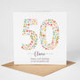 Floral Fun Personalised 50th Birthday Card, thumbnail 5 of 7