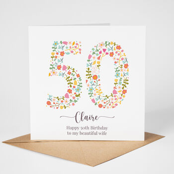 Floral Fun Personalised 50th Birthday Card, 5 of 7