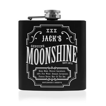 Personalised Moonshine Matte Black Hip Flask, 6 of 7