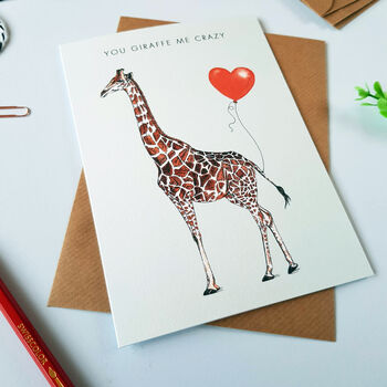 'You Giraffe Me Crazy' Greetings Card, 2 of 2
