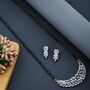 Floral Zircon Mangalsutra Black Beads Earring And Necklace, thumbnail 5 of 5