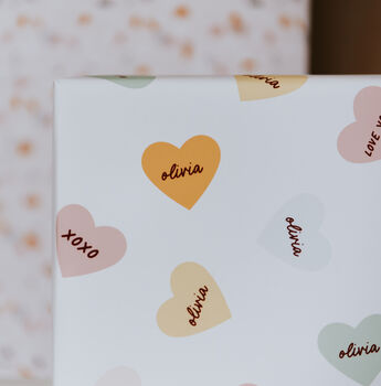 Personalised Valentine's Love Heart Wrapping Paper, 2 of 3