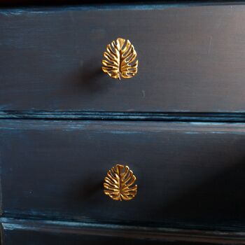 Metal Gold Cheese Plant Monstera Knob Cupboard Drawer, 3 of 5
