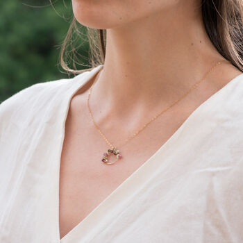 Dainty Tourmaline Peridot Garnet Pendant Necklace, 4 of 11