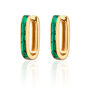 Oval Baguette Hoop Earrings With Green Stones, thumbnail 1 of 5