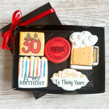 Personalised Milestone Birthday Biscuit Gift For Him, 7 of 7