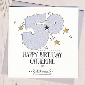 Personalised Sparkly 50th Birthday Card By Eggbert & Daisy ...