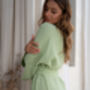 Sage Green Muslin 100% Cotton Robe, thumbnail 7 of 8
