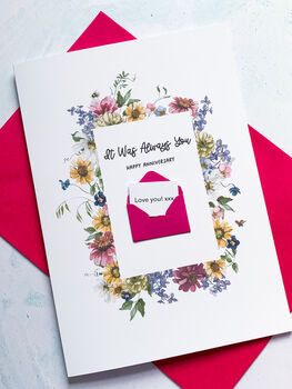 Personalised Floral It Was Always You Anniversary Card, 3 of 8