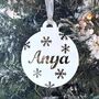 Personalised Name With Snowflakes Christmas Bauble, thumbnail 3 of 12