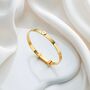Personalised 18ct Gold Plated Diamond Bangle Baby Love Christening | Baptism | 1st Birthday | Engraved Jewellery, thumbnail 1 of 5