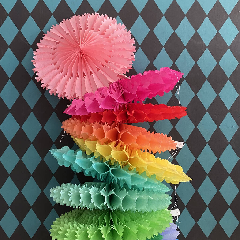 Set Of Six Colourful Paper Fan Decorations, 1 of 12
