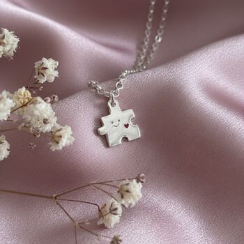 Sterling Silver Puzzle Piece Charm Necklace Gift, 2 of 4