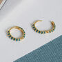 Gold Enamel Striped Huggie Hoop Earrings, thumbnail 1 of 10