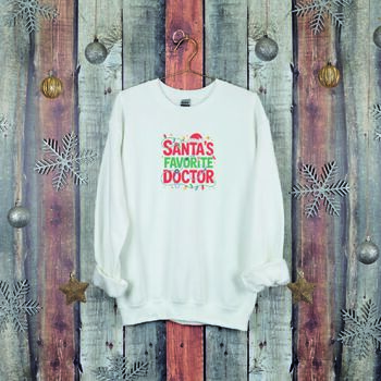 Santa’s Favourite Doctor Christmas Jumper – Unisex White Festive Sweatshirt, 2 of 4