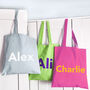 Personalised Modern Font Name Colours Tote Bag, thumbnail 1 of 6