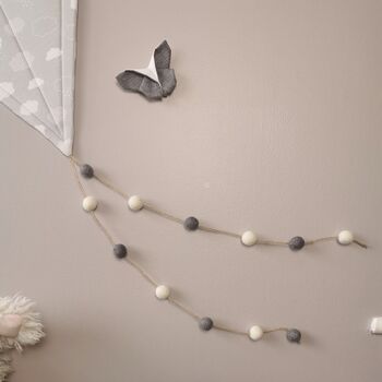 Soft Grey And White Kite Hanging Felt Pom Pom, 2 of 9