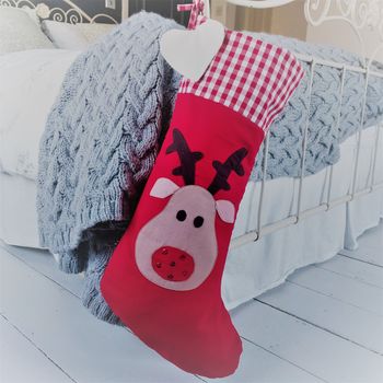 Luxury Personalised Reindeer Christmas Stocking, 2 of 3