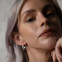 Hanna Sterling Silver Brushed Hoop Earrings, thumbnail 1 of 2