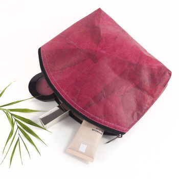 Vegan Teak Leaf Leather Make Up Bag, 3 of 3