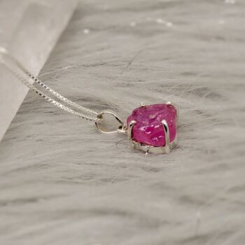 Raw Ruby Pendant Sterling Silver Chain Necklace, 11 of 12