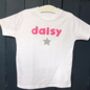 Hand Appliqued Name T Shirt With Glitter Star, thumbnail 1 of 3