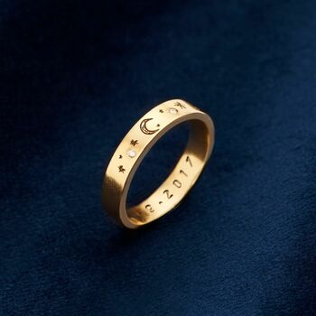 Personalised Moon And Starburst Diamond Ring, 2 of 12