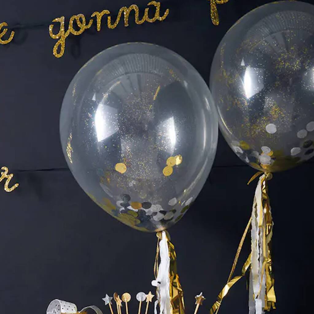 Gold And Silver Confetti Balloon Kit, 1 of 4