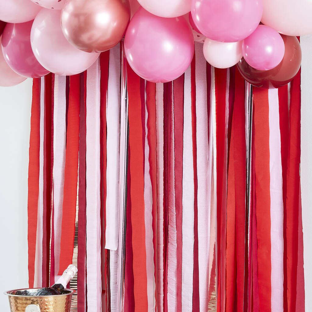 Rose Gold, Pink And Red Streamer Backdrop Decoration By Ginger Ray